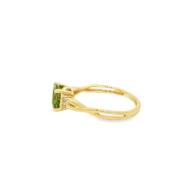 14K Yellow Gold Peridot & .06 CTW Diamond Crossover Ring Image 4 Jo & Co. Jewelers Hardy, VA