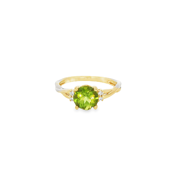 14K Yellow Gold Peridot & .06 CTW Diamond Crossover Ring Jo & Co. Jewelers Hardy, VA