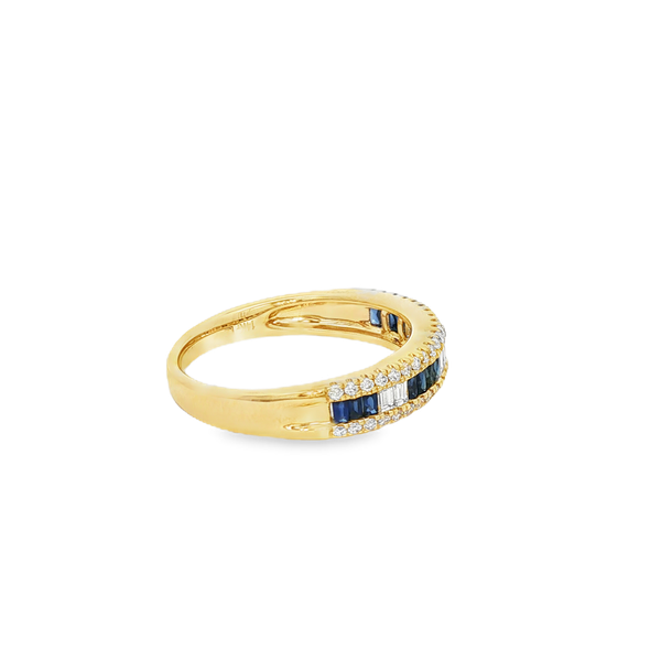 14K Yellow Gold Sapphire & .36 CTW Diamond Checkerboard Band Image 2 Jo & Co. Jewelers Hardy, VA