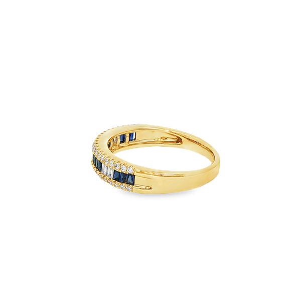 14K Yellow Gold Sapphire & .36 CTW Diamond Checkerboard Band Image 4 Jo & Co. Jewelers Hardy, VA