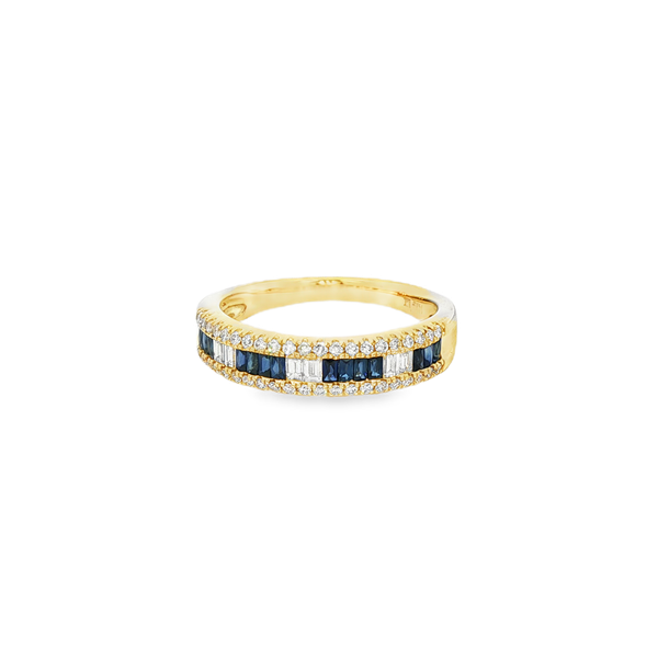 14K Yellow Gold Sapphire & .36 CTW Diamond Checkerboard Band Jo & Co. Jewelers Hardy, VA