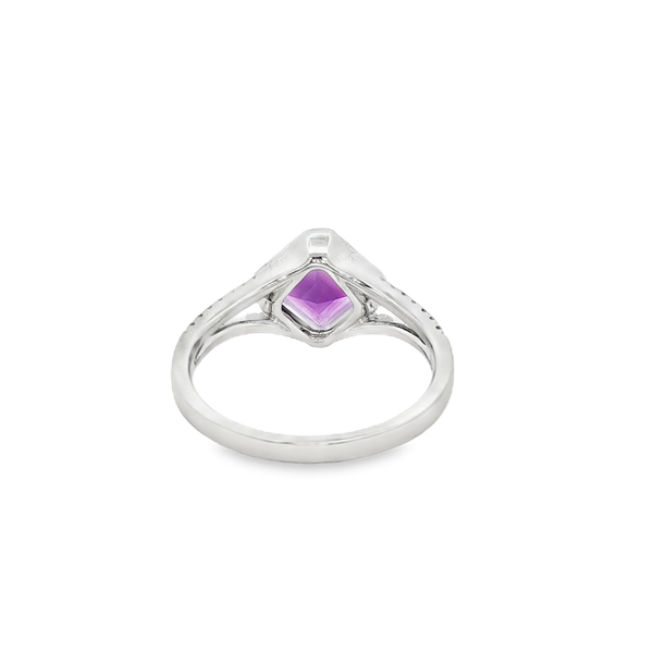 14K White Gold Bezel-Set Amethyst & .14 CTW Diamond Split-Shank Ring Image 3 Jo & Co. Jewelers Hardy, VA