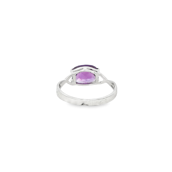 14K White Gold Checkerboard Cushion Amethyst Crossover Ring Image 3 Jo & Co. Jewelers Hardy, VA