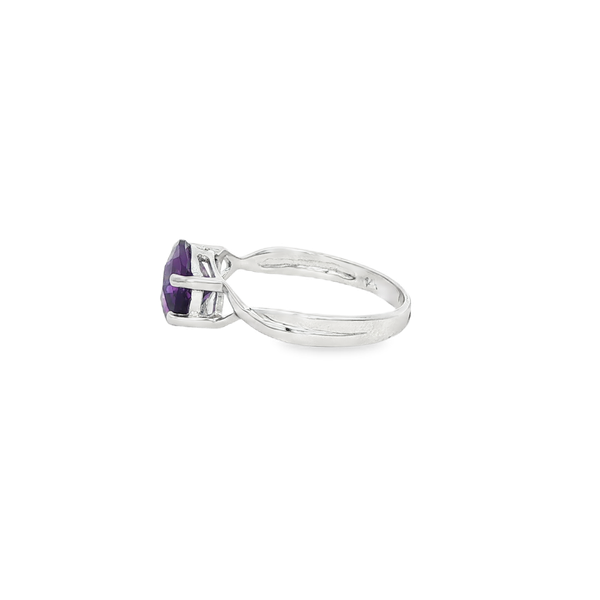 14K White Gold Checkerboard Cushion Amethyst Crossover Ring Image 4 Jo & Co. Jewelers Hardy, VA