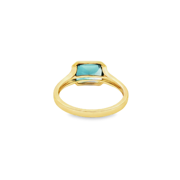 14K Yellow Gold Bezel-Set Cushion London Blue Topaz Solitaire Ring Image 3 Jo & Co. Jewelers Hardy, VA