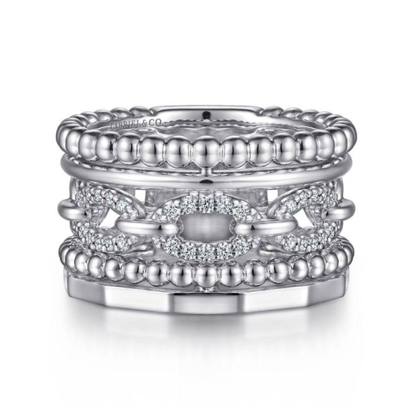 Gabriel Sterling Silver White Sapphire Beaded Bujukan Multi Row Ring Jo & Co. Jewelers Hardy, VA