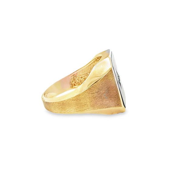 10K Yellow Gold Onyx & Diamond Men's Fashion Ring Image 2 Jo & Co. Jewelers Hardy, VA