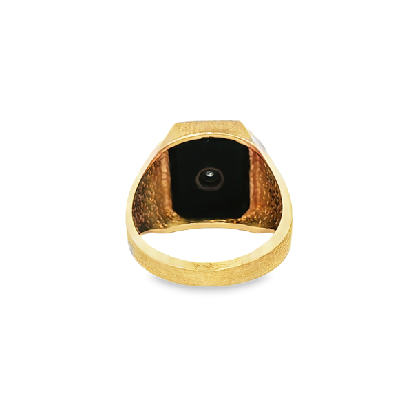 10K Yellow Gold Onyx & Diamond Men's Fashion Ring Image 3 Jo & Co. Jewelers Hardy, VA