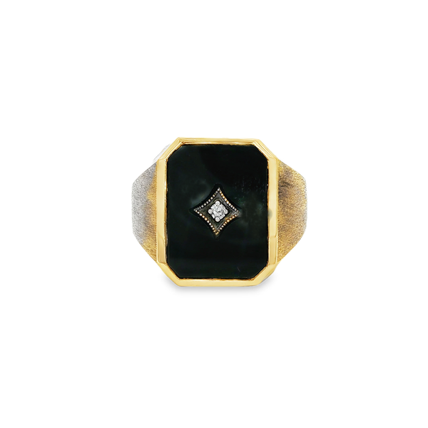 10K Yellow Gold Onyx & Diamond Men's Fashion Ring Jo & Co. Jewelers Hardy, VA
