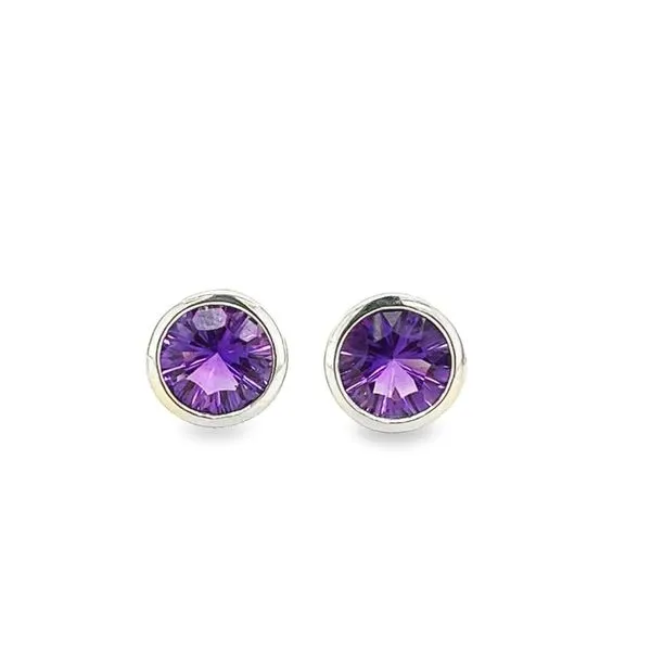 14K White Gold Bezel Set Stud With Round Amethyst Jo & Co. Jewelers Hardy, VA