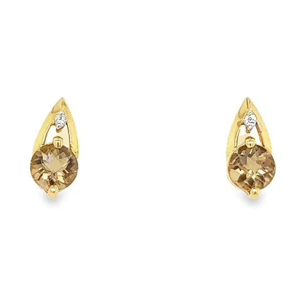 14K Yellow Gold Round Citrine and Diamond Studs Jo & Co. Jewelers Hardy, VA