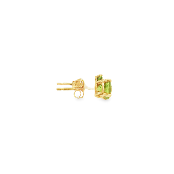 14K Yellow Gold 5mm Round Peridot Stud Earrings Image 2 Jo & Co. Jewelers Hardy, VA