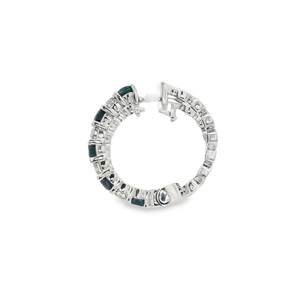 14K White Gold Sapphire & 0.80 CTW Diamond Hinged Hoop Earrings Image 4 Jo & Co. Jewelers Hardy, VA