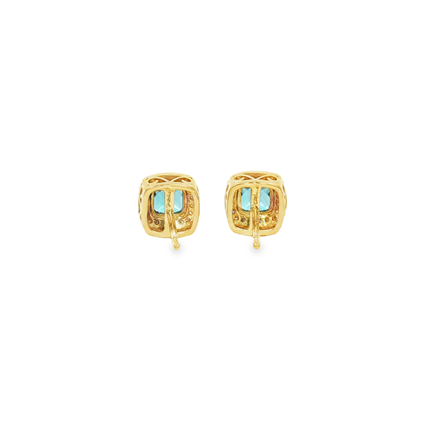 10K Yellow Gold London Blue Topaz & Diamond Halo Stud Earrings Image 3 Jo & Co. Jewelers Hardy, VA