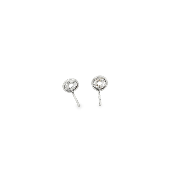 14K White Gold White Topaz Halo Stud Earrings with Diamond Accents Image 3 Jo & Co. Jewelers Hardy, VA