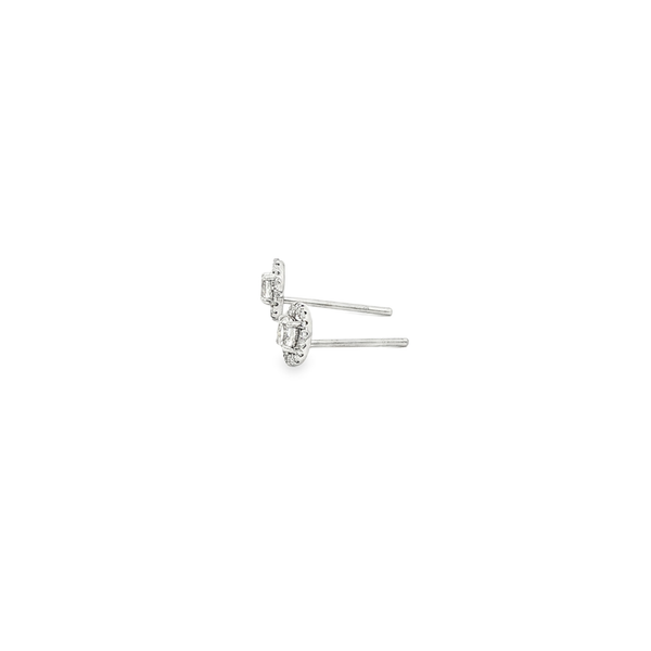 14K White Gold White Topaz Halo Stud Earrings with Diamond Accents Image 4 Jo & Co. Jewelers Hardy, VA