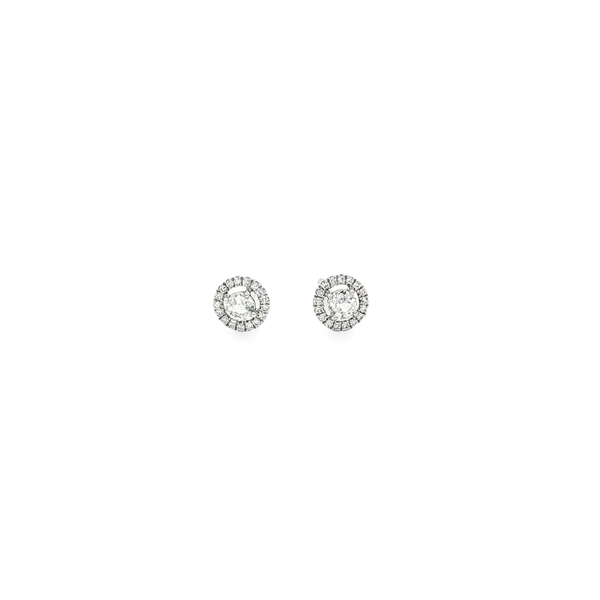 14K White Gold White Topaz Halo Stud Earrings with Diamond Accents Jo & Co. Jewelers Hardy, VA