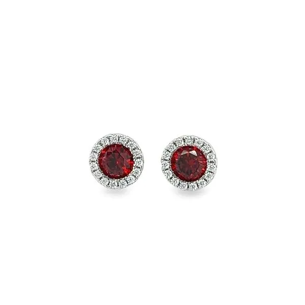 Sterling Silver Birthstone Studs With Cubic Zirconium Halo Jo & Co. Jewelers Hardy, VA