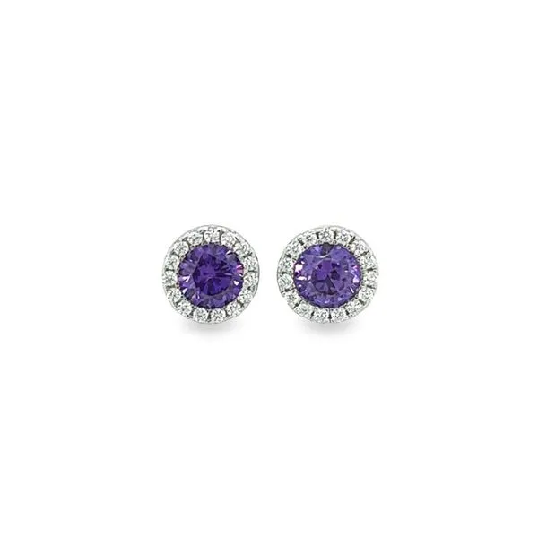 Sterling Silver Birthstone Studs With Cubic Zirconium Halo Jo & Co. Jewelers Hardy, VA