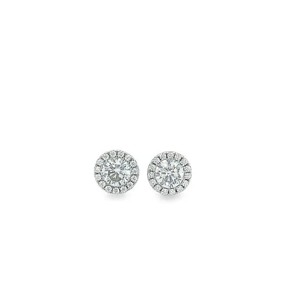 Sterling Silver Birthstone Studs With Cubic Zirconium Halo Jo & Co. Jewelers Hardy, VA
