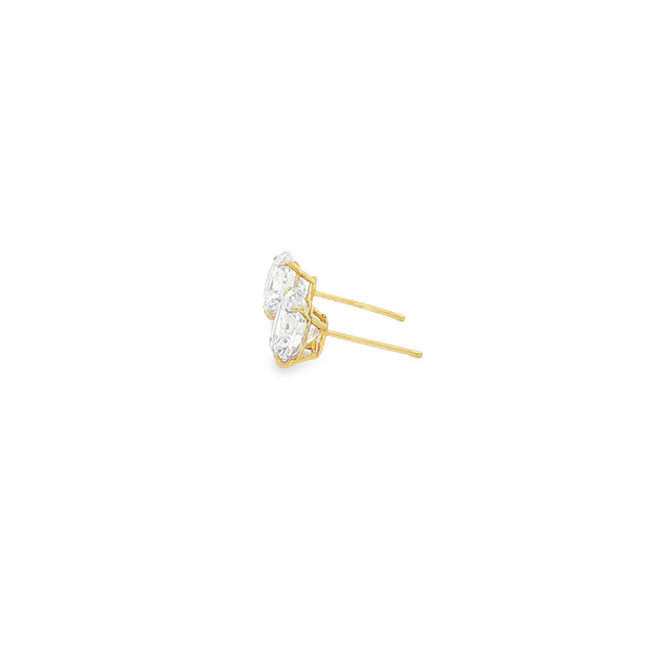 14K Yellow Gold 7mm Clear CZ Basket Stud Earrings Image 4 Jo & Co. Jewelers Hardy, VA