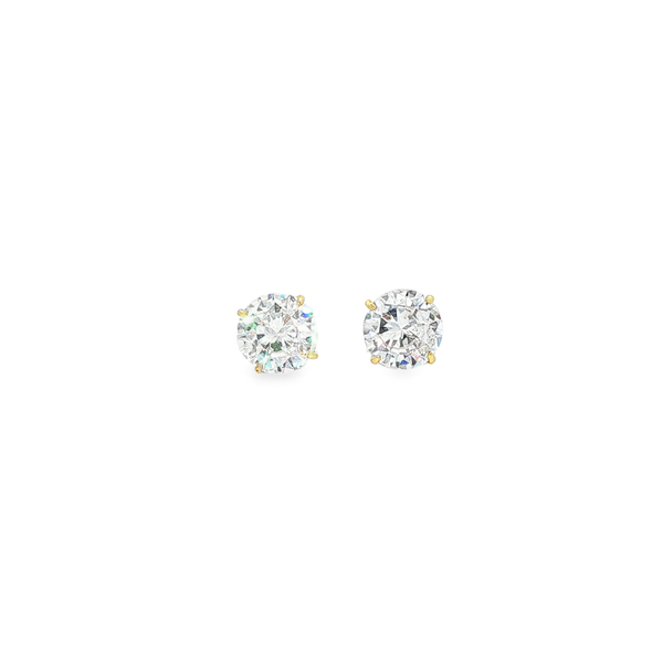 14K Yellow Gold 7mm Clear CZ Basket Stud Earrings Jo & Co. Jewelers Hardy, VA
