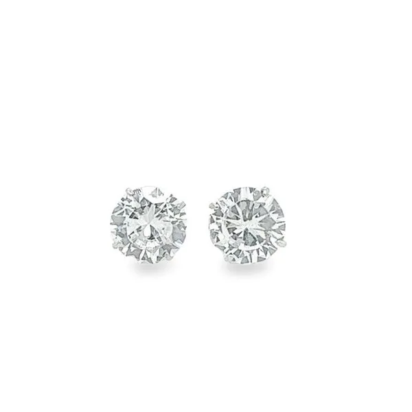 14K White Gold Round Basket Cubic Zirconium Stud Jo & Co. Jewelers Hardy, VA