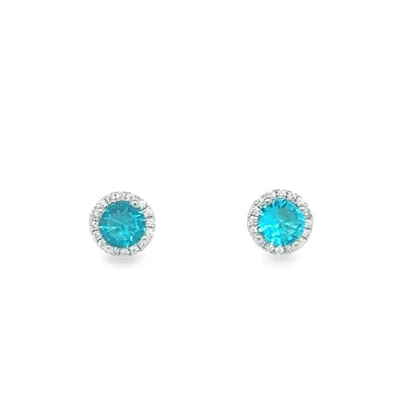 Sterling Silver Birthstone Studs With Cubic Zirconium Halo Jo & Co. Jewelers Hardy, VA