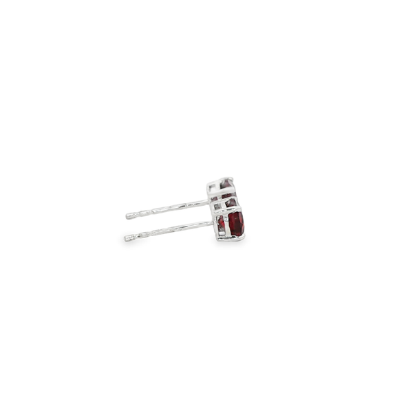 14K White Gold 5mm Round Garnet Stud Earrings Image 2 Jo & Co. Jewelers Hardy, VA