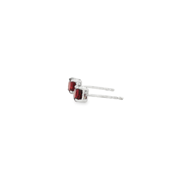 14K White Gold 5mm Round Garnet Stud Earrings Image 4 Jo & Co. Jewelers Hardy, VA
