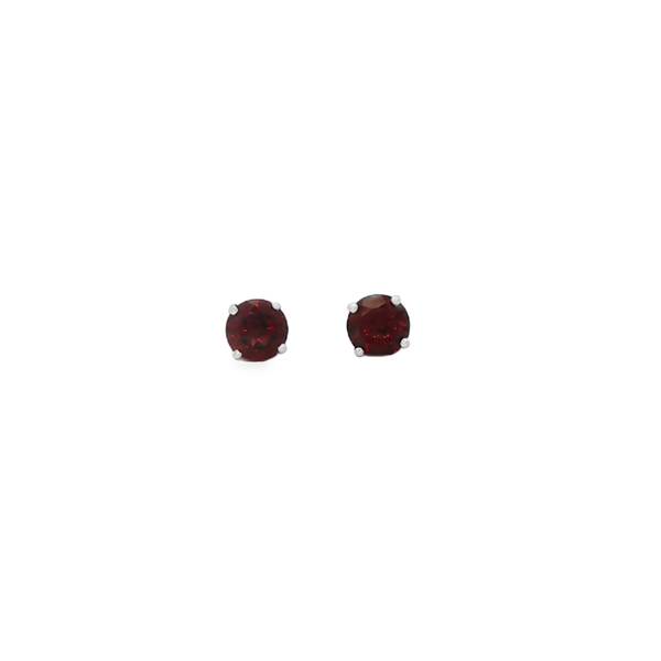 14K White Gold 5mm Round Garnet Stud Earrings Jo & Co. Jewelers Hardy, VA