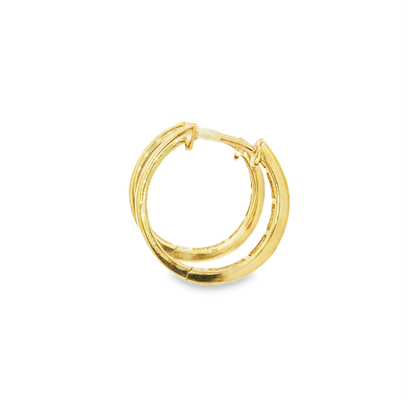 14K Yellow Gold Round Ruby & .24 CTW Diamond Hoop Earrings Image 2 Jo & Co. Jewelers Hardy, VA