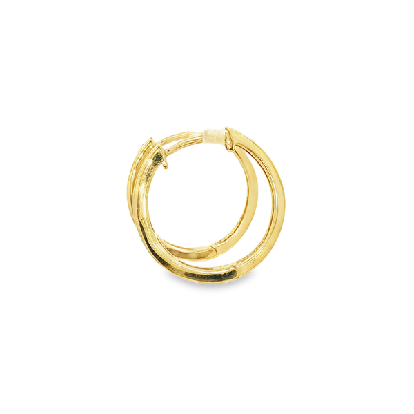 14K Yellow Gold Round Ruby & .24 CTW Diamond Hoop Earrings Image 4 Jo & Co. Jewelers Hardy, VA