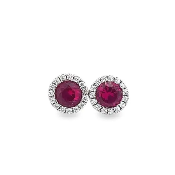 Sterling Silver Birthstone Studs With Cubic Zirconium Halo Jo & Co. Jewelers Hardy, VA