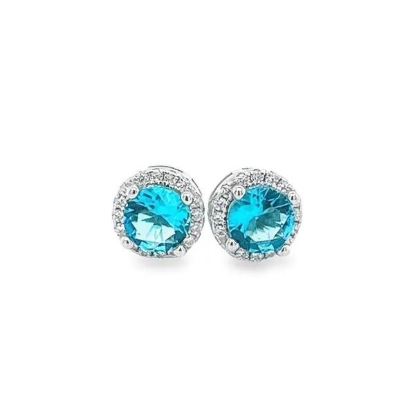 Sterling Silver Birthstone Studs With Cubic Zirconium Halo Jo & Co. Jewelers Hardy, VA