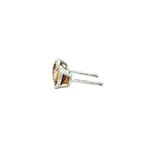 Gabriel Sterling Silver Bezel-Set Round Citrine Stud Earrings Image 4 Jo & Co. Jewelers Hardy, VA