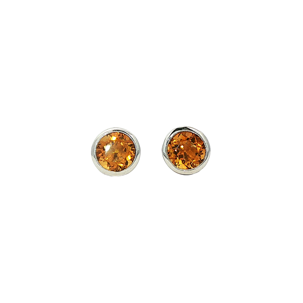 Gabriel Sterling Silver Bezel-Set Round Citrine Stud Earrings Jo & Co. Jewelers Hardy, VA