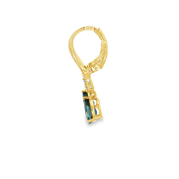14K Yellow Gold Pear-Shaped London Blue Topaz & Diamond Drop Earrings Image 4 Jo & Co. Jewelers Hardy, VA