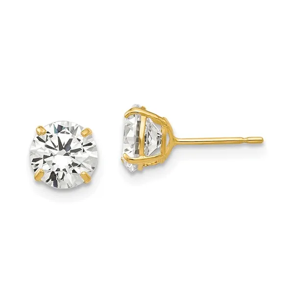14K Yellow Gold Round Cubic Zirconium Stud Earrings Jo & Co. Jewelers Hardy, VA