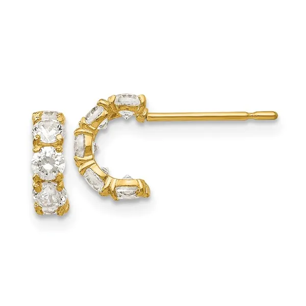 14K Yellow Gold Cubic Zirconium Hoop Post Earrings Jo & Co. Jewelers Hardy, VA