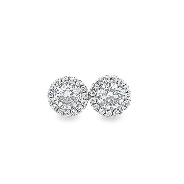 Sterling Silver Birthstone Studs With Cubic Zirconium Halo Jo & Co. Jewelers Hardy, VA