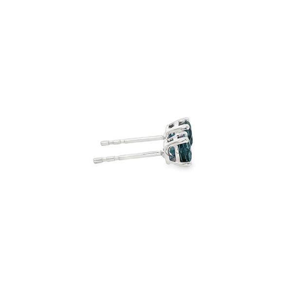 14K White Gold 5mm Round London Blue Topaz Stud Earrings Image 2 Jo & Co. Jewelers Hardy, VA