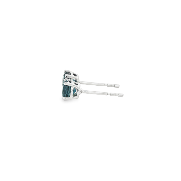 14K White Gold 5mm Round London Blue Topaz Stud Earrings Image 4 Jo & Co. Jewelers Hardy, VA