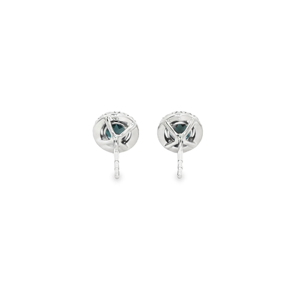 14K White Gold London Blue Topaz & Diamond Halo Stud Earrings Image 3 Jo & Co. Jewelers Hardy, VA