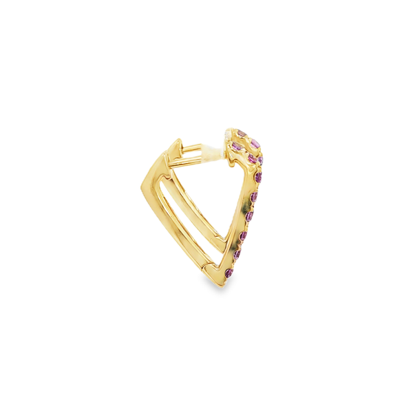 14K Yellow Gold Pink Amethyst Hoop Earrings Image 2 Jo & Co. Jewelers Hardy, VA