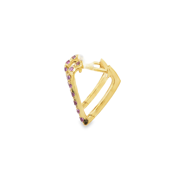 14K Yellow Gold Pink Amethyst Hoop Earrings Image 4 Jo & Co. Jewelers Hardy, VA