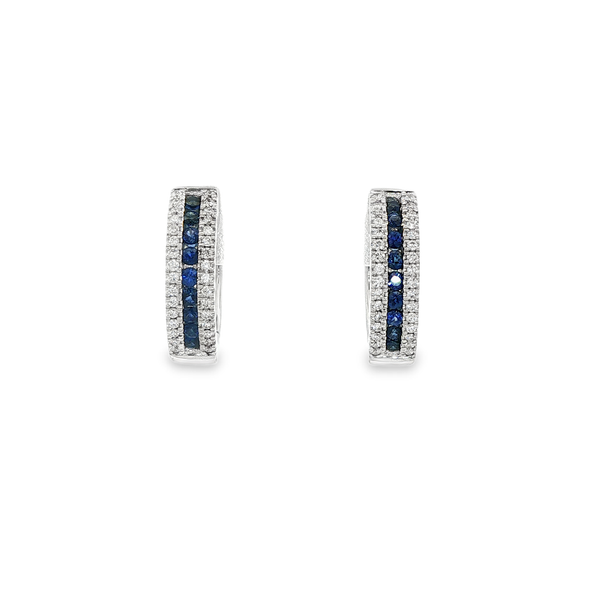 14K White Gold Channel-Set Sapphire & 0.24 CTW Diamond Hoop Earrings Jo & Co. Jewelers Hardy, VA
