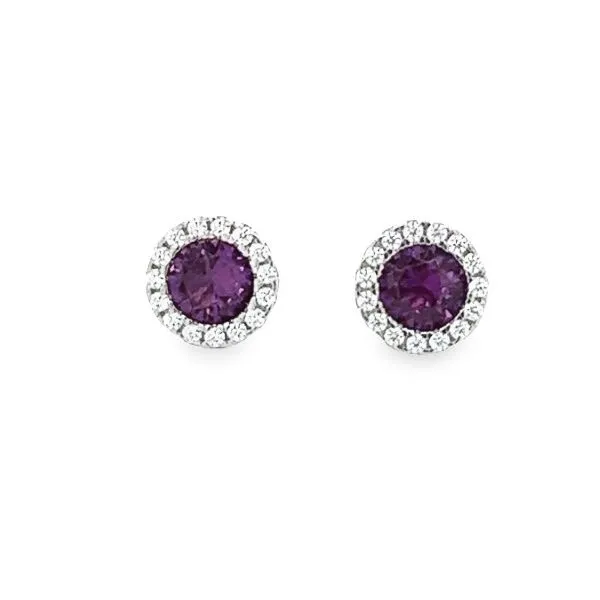 Sterling Silver Birthstone Studs With Cubic Zirconium Halo Jo & Co. Jewelers Hardy, VA