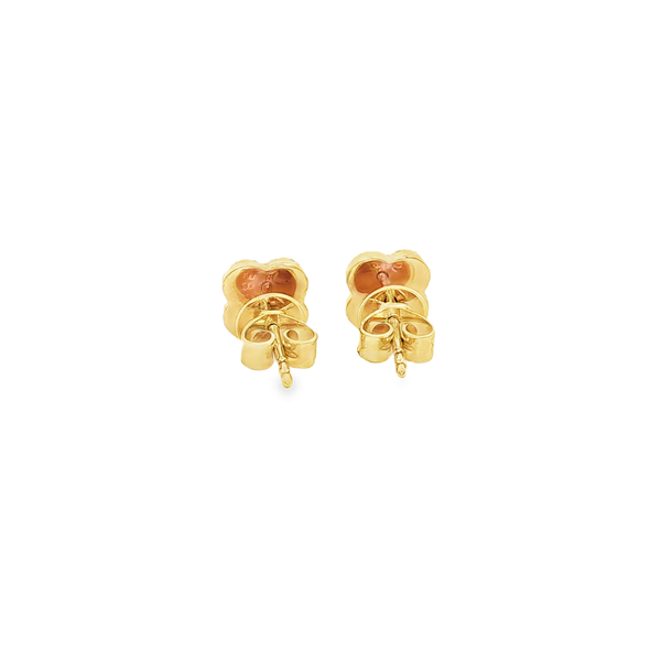 14K Yellow Gold Mother-of-Pearl & .11ctw Diamond Halo Clover Stud Earrings Image 3 Jo & Co. Jewelers Hardy, VA