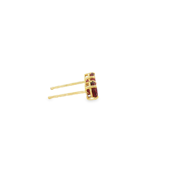 14K Yellow Gold 5mm Round Garnet Stud Earrings Image 2 Jo & Co. Jewelers Hardy, VA